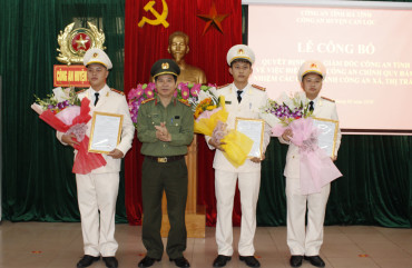 Công an Can Lộc: Công bố quyết định của Giám đốc Công an tỉnh về công tác cán bộ