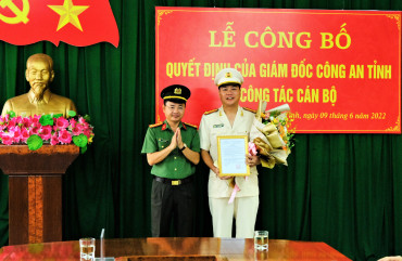 Điều động Trung tá Phạm Lương Kiên giữ chức vụ Phó trưởng phòng công tác Đảng và công tác Chính trị Công an tỉnh